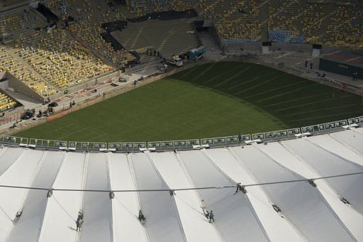 Aerial view of the Maracana Stadium in Rio de Janeiro on April 11, 2013